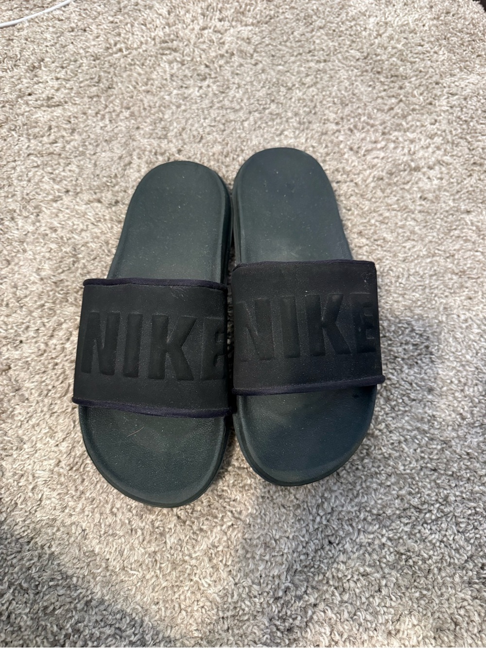 Nike Olive Green Slide Sandals with Black Strap